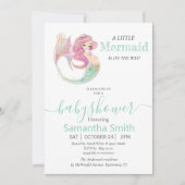 LITTLE MERMAID GREEN Baby shower Aankondiging (Voorkant)