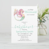 LITTLE MERMAID GREEN Baby shower Aankondiging (Staand voorkant)