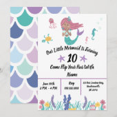 Little Mermaid Invitation Kaart (Voorkant / Achterkant)