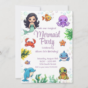 Little Mermaid Magische Verjaardagsuitnodiging Fee Kaart