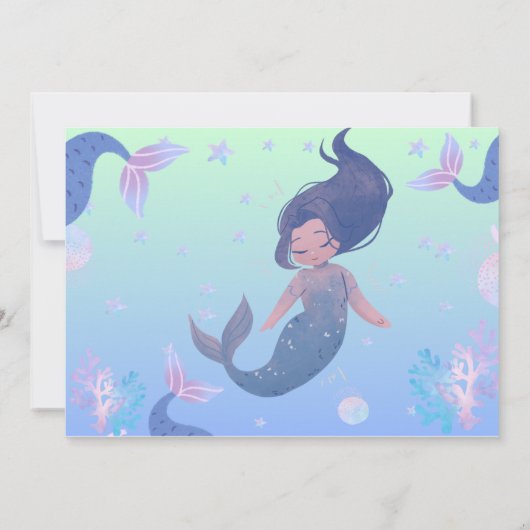Little Mermaid Roze 5e Verjaardagsuitnodiging Kaart (Achterkant)