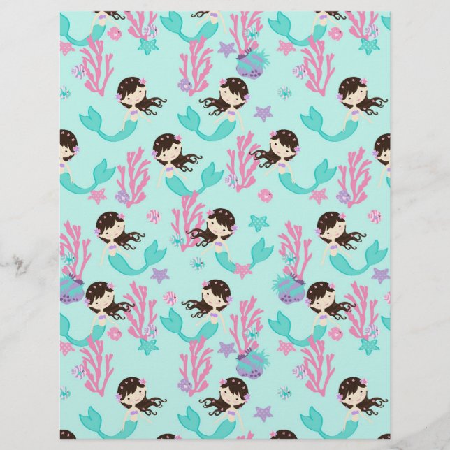 Little Mermaid Scrapbook Paper Brunette 1 (Voorkant)