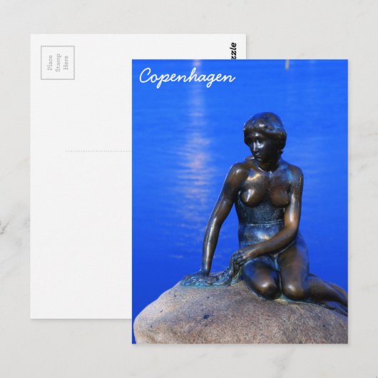Little mermaid standbeeld, Kopenhagen, Denemarken Briefkaart (Voorkant / Achterkant)