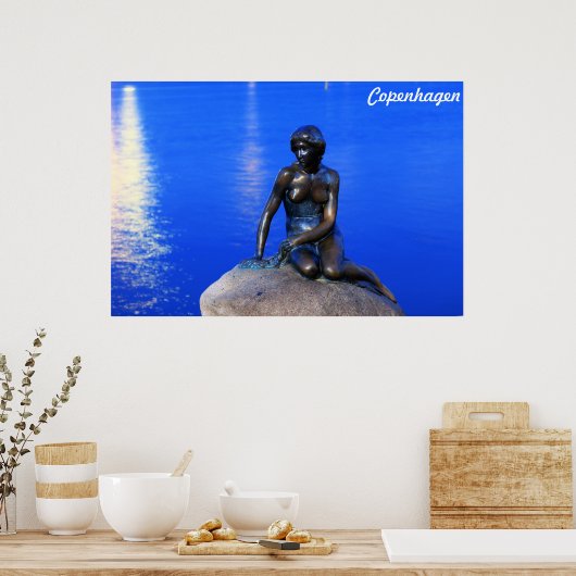 Little mermaid standbeeld, Kopenhagen, Denemarken Poster (Keuken)