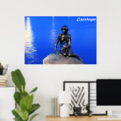 Little mermaid standbeeld, Kopenhagen, Denemarken Poster (Thuiskantoor)