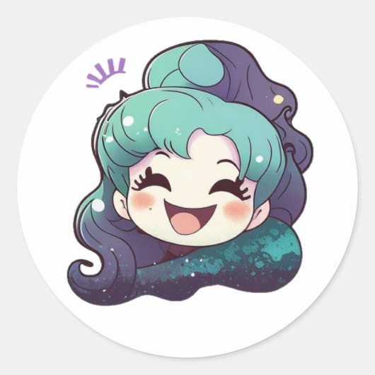 Little Mermaid Ursula Ronde Sticker (Voorkant)
