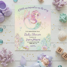 Little Mermaid Watercolor Baby Shower Budgetvertal
