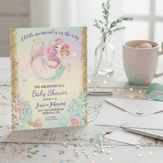 Little Mermaid Watercolor Baby Shower Budgetvertal