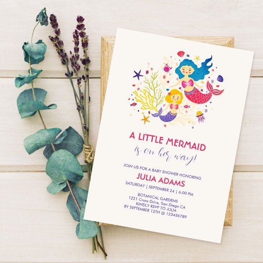 Little Mermaid Zee Breeze Baby shower Kaart
