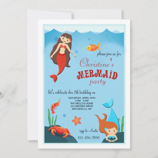 Little Mermaids Invitation Kaart (Voorkant)
