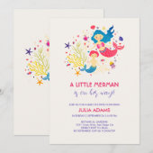 Little Merman Sea Breeze Baby Shower Uitnodiging (Voorkant / Achterkant)