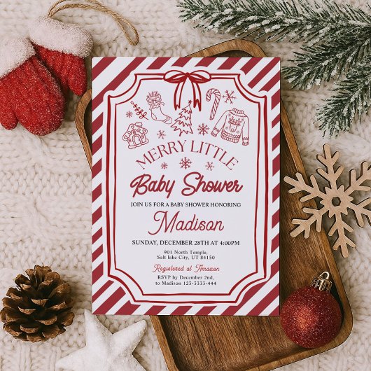 Little Merry Baby Shower Invitation Kaart