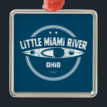Little Miami River Ohio Kayaking Metalen Ornament<br><div class="desc">De kleine rivier de Miami is driehoekig van de Ohio-rivier die 111 mijl door vijf graafschappen in het zuidwesten van Ohio stroomt en biedt verbazingwekkende mogelijkheden voor kajakken,  kanoenen,  padelen aan boord,  buizen en vlotten.</div>