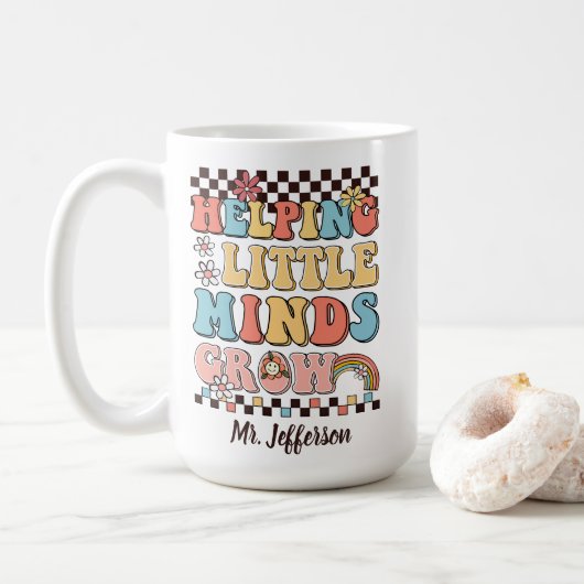 Little Minds helpen groovy lerarengeschenk te late Koffiemok (Met donut)