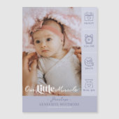 Little Miracle Birth Stats Photo Baby Announcement (Voorkant)
