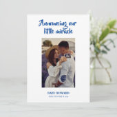 Little Miracle Blue foto zwangerschap aankondiging (Staand voorkant)