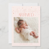 Little Miracle Christmas Peach Photo Birth  Aankondiging (Voorkant)