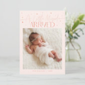 Little Miracle Christmas Peach Photo Birth  Aankondiging (Staand voorkant)