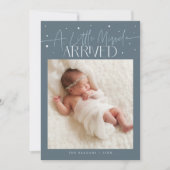 Little Miracle Christmas Slate Blue Photo Birth  Aankondiging (Voorkant)