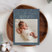 Little Miracle Christmas Slate Blue Photo Birth  Aankondiging