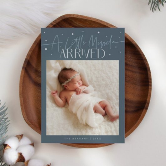 Little Miracle Christmas Slate Blue Photo Birth  Aankondiging