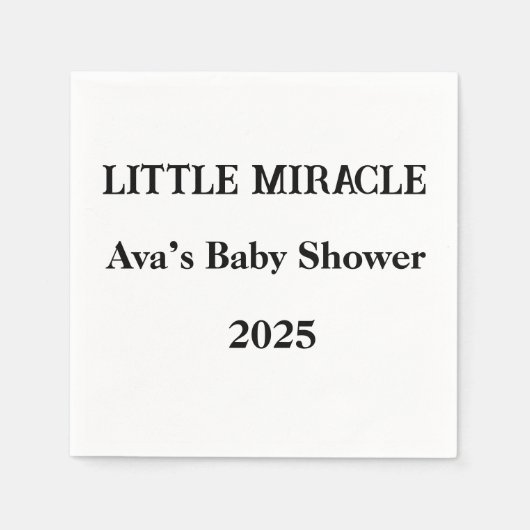 Little Miracle Custom servetten – Baby shower 2025 (Voorkant)