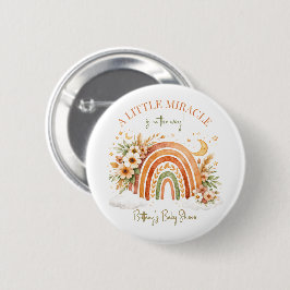 Little Miracle Is On The Way Rainbow Baby Shower  Ronde Button 5,7 Cm