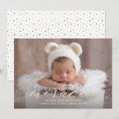 Little Mirakel Faux Foil Premie Birth Announement Aankondiging (Voorkant / Achterkant)