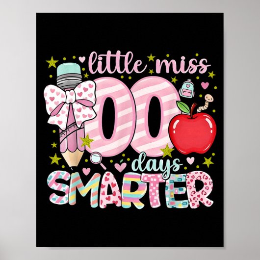 Little Miss 100 Days Smarter Kids Girls 100th Day Poster (Voorkant)