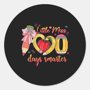 Little Miss 100 Days Smarter Pencil 100th Day Scho Ronde Sticker