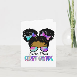 Little Miss 1st Grade Messy Bun CK naar school Stu Kaart