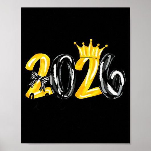 Little Miss 2026 Coquette Bow Crown Happy New Year Poster (Voorkant)