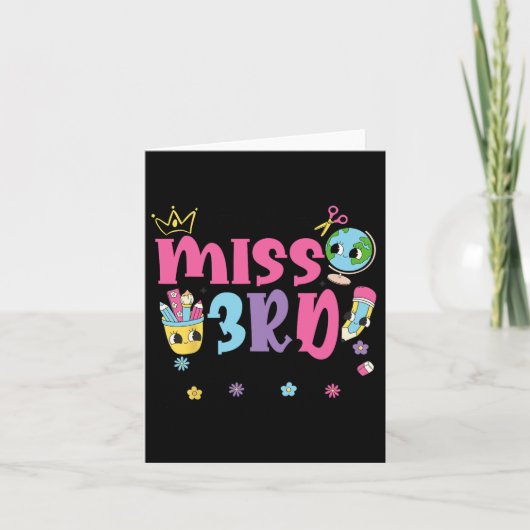 Little Miss 3rd Grader Eerste Dag van de School 3r Kaart (Voorkant)