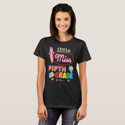 Little Miss 5th Grade Leuk Terug naar school Fifth T-shirt (Voorkant volledig)