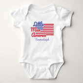 Little Miss America Flag Typography Girl Custom Romper (Voorkant)
