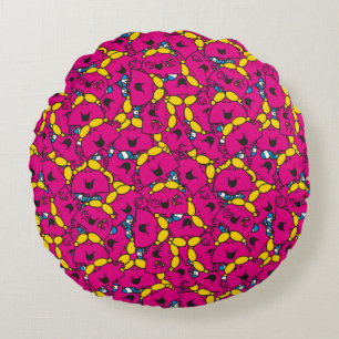 Little Miss Babbelaar   Helder Roze Patroon Rond Kussen