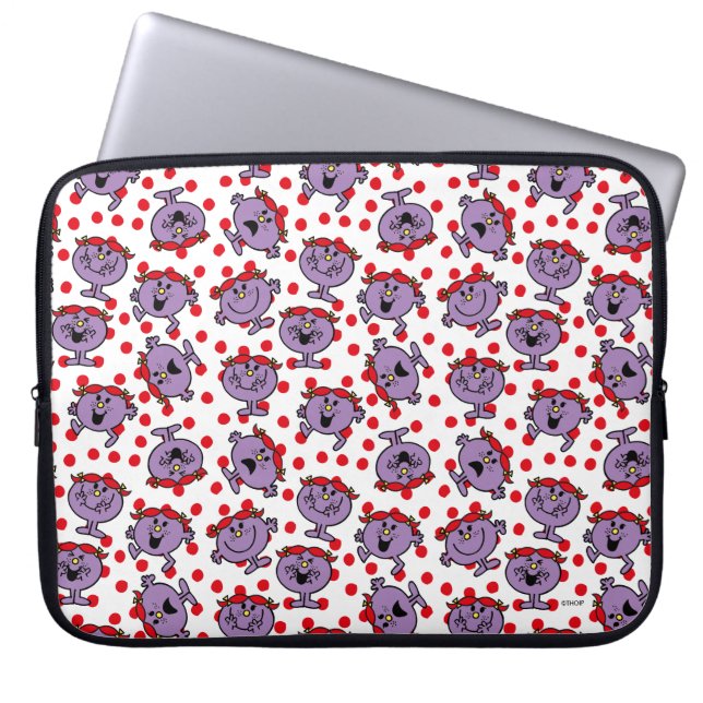 Little Miss Bad | Patroon van rode poka Laptop Sleeve (Voorkant)