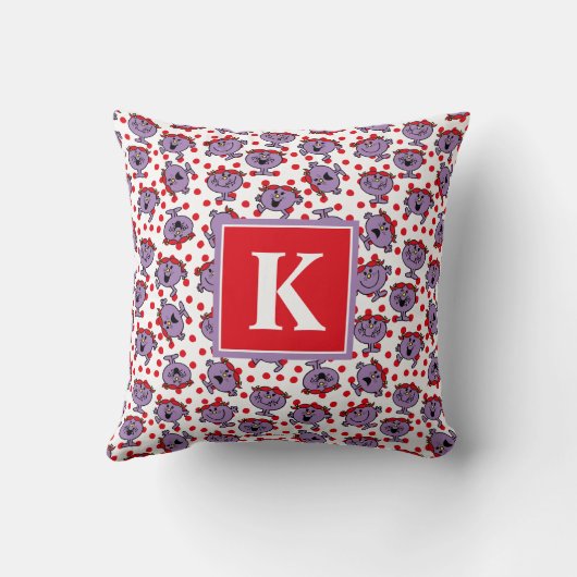 Little Miss Bad | Red Polka Dot Pattern | Monogram Kussen (Achterkant)