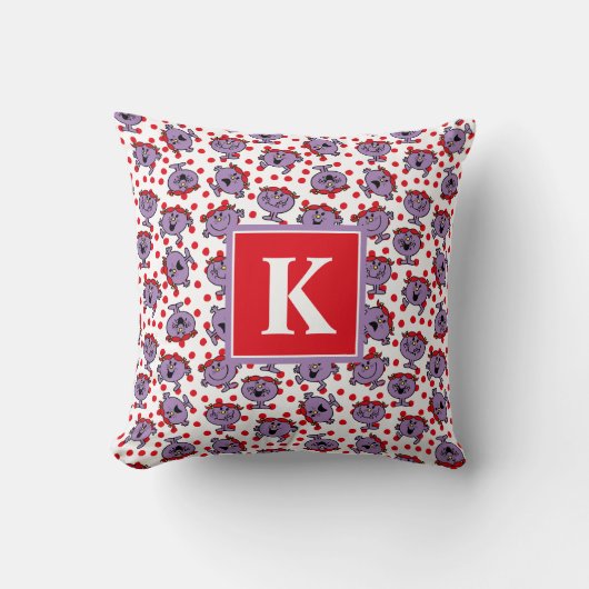 Little Miss Bad | Red Polka Dot Pattern | Monogram Kussen (Voorkant)