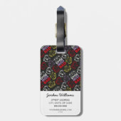 Little Miss Bad | Zwart, rood en geel patroon Bagagelabel (Achterkant verticaal)