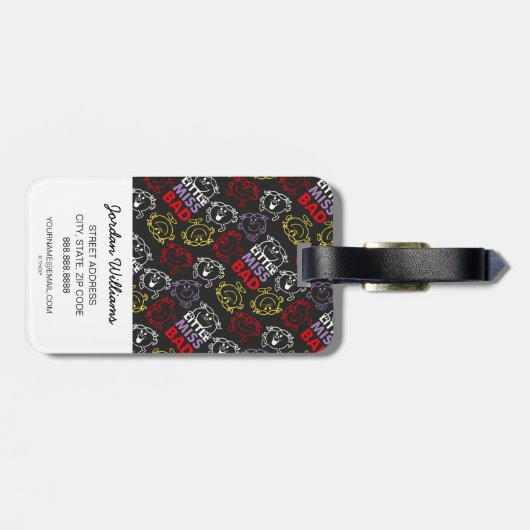 Little Miss Bad | Zwart, rood en geel patroon Bagagelabel (Achterkant horizontaal)