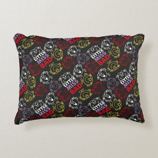 Little Miss Bad | Zwart, rood en geel patroon Decoratief Kussen (Voorkant)