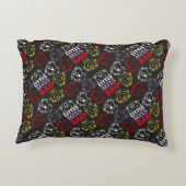 Little Miss Bad | Zwart, rood en geel patroon Decoratief Kussen (Achterkant)