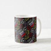 Little Miss Bad | Zwart, rood en geel patroon Koffiemok (Voorkant rechts)