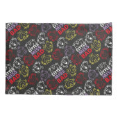 Little Miss Bad | Zwart, rood en geel patroon Kussensloop (Achterkant-Links)