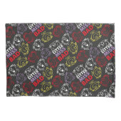 Little Miss Bad | Zwart, rood en geel patroon Kussensloop (Voorkant-Links)