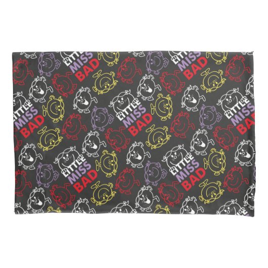 Little Miss Bad | Zwart, rood en geel patroon Kussensloop (Voorkant-Links)