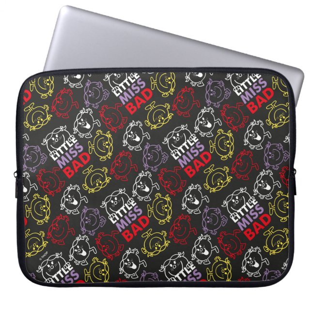 Little Miss Bad | Zwart, rood en geel patroon Laptop Sleeve (Voorkant)