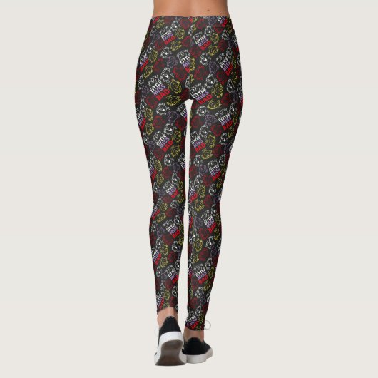 Little Miss Bad | Zwart, rood en geel patroon Leggings (Achterkant)