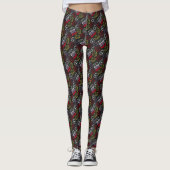 Little Miss Bad | Zwart, rood en geel patroon Leggings (Voorkant)